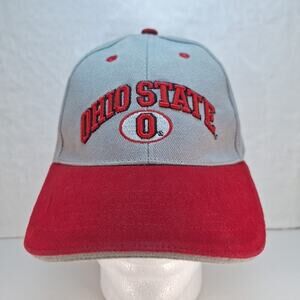 Ohio State Buckeyes Football Cap Adjustable Strapback Hat Gray Red 100% Cotton